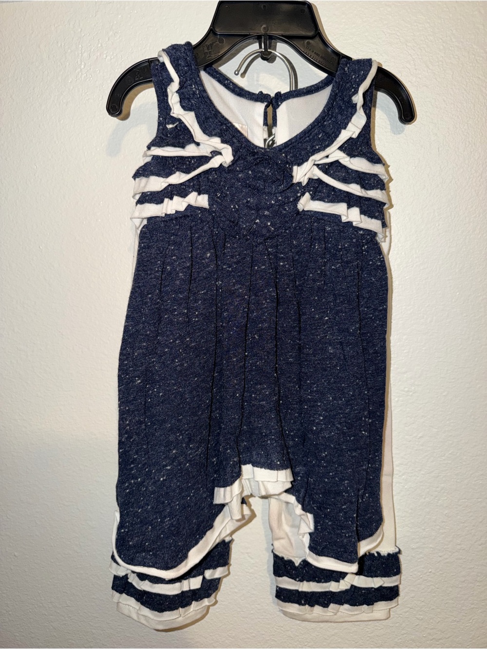 NWT Isabel & Chloe Bonnie Blue Tunic Leggings Set 9M Navy White Ruffle $50